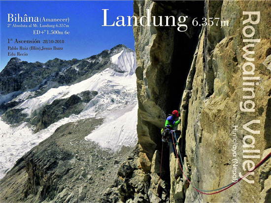 APERTURA DE BIHÂNA AL LANDUNG, 6357M. HIMALAYA. NEPAL. SUMMA MOUNTAIN GUIDES. PABLO RUIZ, JESUS IBARZ Y EDUARDO RECIO