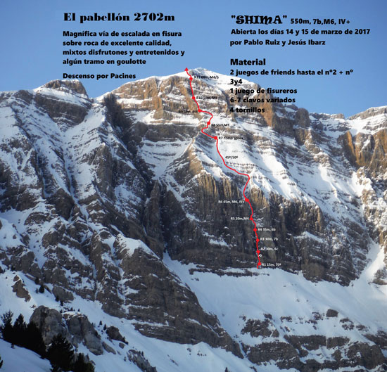 RESEÑA-SHIMA-SUMMA-MOUNTAIN-GUIDES RESEÑA DE "SHIMA" APERTURA DE ESTA VIA POR PABLO RUIZ Y JESUS IBARZ EN EL PABELLON 2702M, SIERRA DE PARTACUA, HUESCA